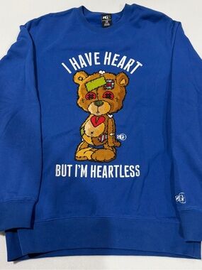 Sniper Gang “Heartless” Crewneck Sweatshirt with Patchwork Bear